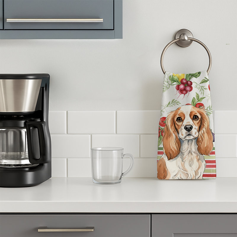 Blenheim Cavalier Spaniel Vegetables Kitchen Towel, Blenheim Cavalier Spaniel