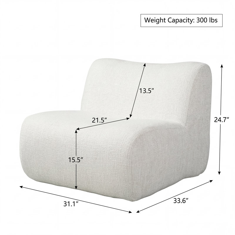 Fauteuil modulaire à compression courbé Arcelle, Beige, 3