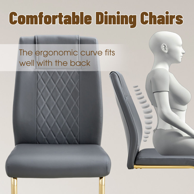 Chaises de salle à manger modernes, 4, Gris foncé, Doré