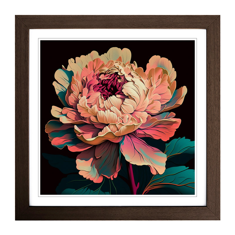 Peony Flower - Framed Print, Walnut