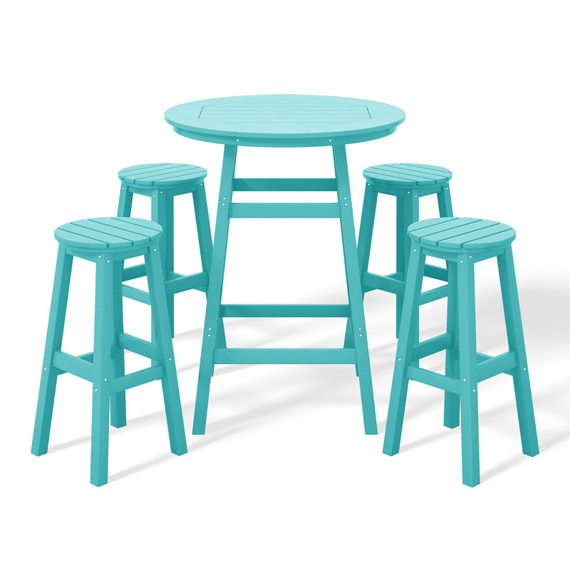 Laguna 5-Piece Round Bar Set, Teal