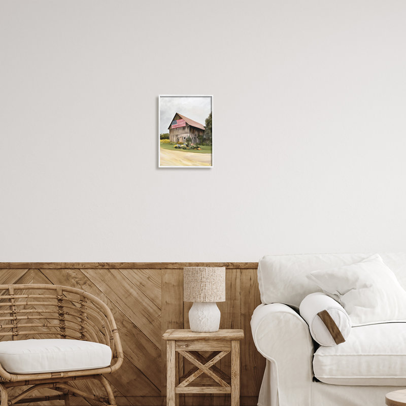 Maison de campagne américaine, H 14 po x l 11 po x P 1,5 po, Giclée encadrée blanc bord de mer