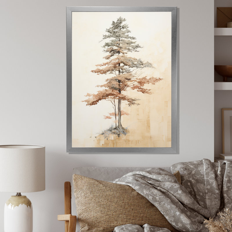 Minimalisme, séquoia beige I, impression sur toile, Cadre simple argenté, H 44 po x l 34 po x P 1,5 po