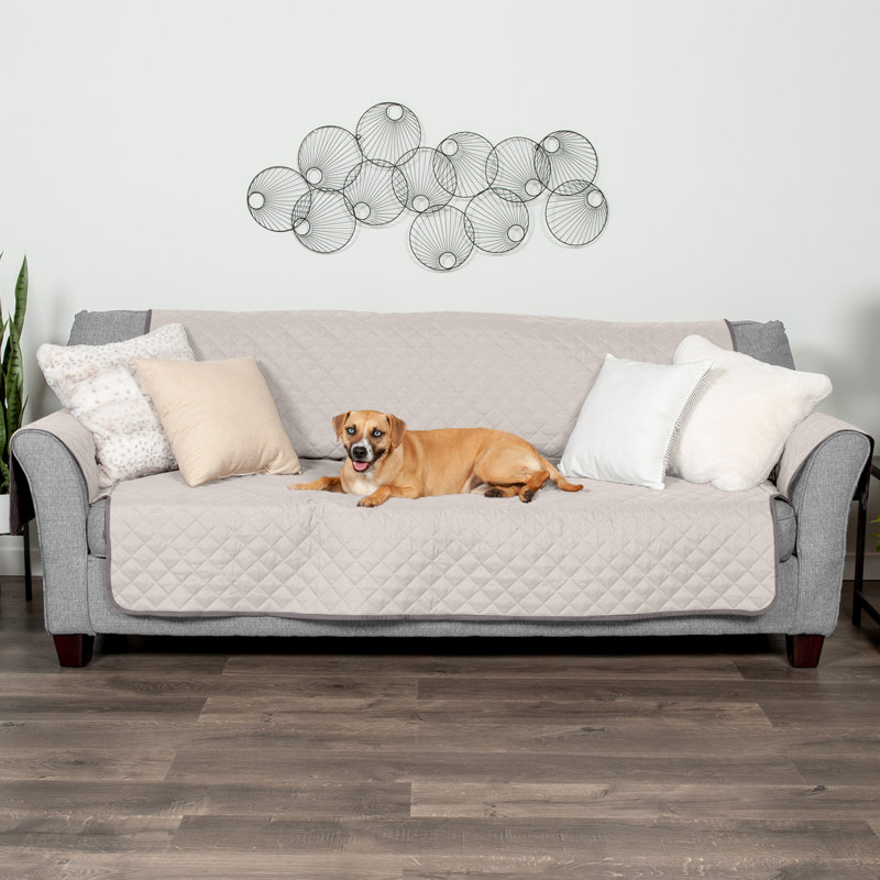 Reversible Gray and Mist Quilted Sofa Cover Protector