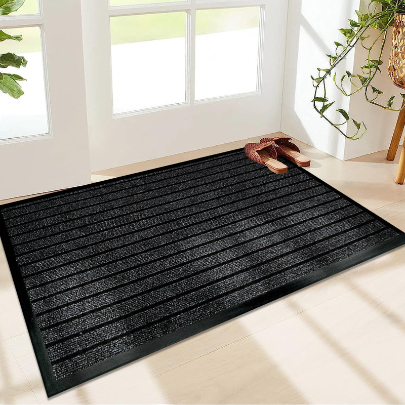 Caynan Barrier Indoor Outdoor Kitchen Bedroom Dinning room Doormat, Rectangular W40 x L60 cm, Black