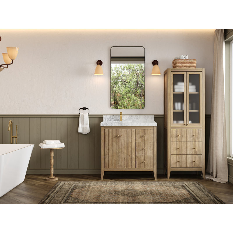 Teck d'Atlanta 22 po De salle de bain Quartz, Marbre de Carrare