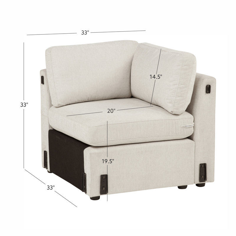 Siège d'angle Sky 24 po beige avec coussin, Naturel