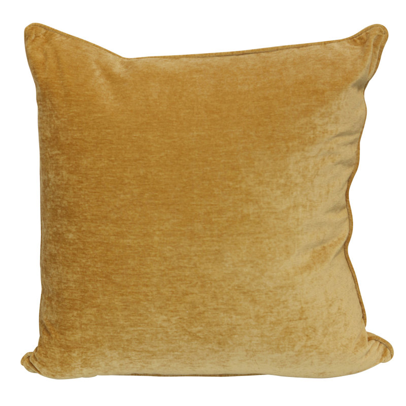 Coussin en velours écrasé - ocre doré - 24 po x 24 po, Ocre doré