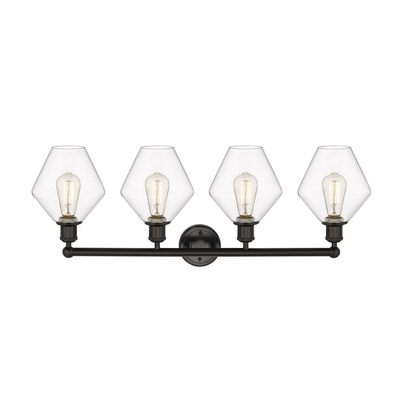Éclairage de salle de bain à intensité variable 4 lumières Amylea, Transparent, Bronze huilé