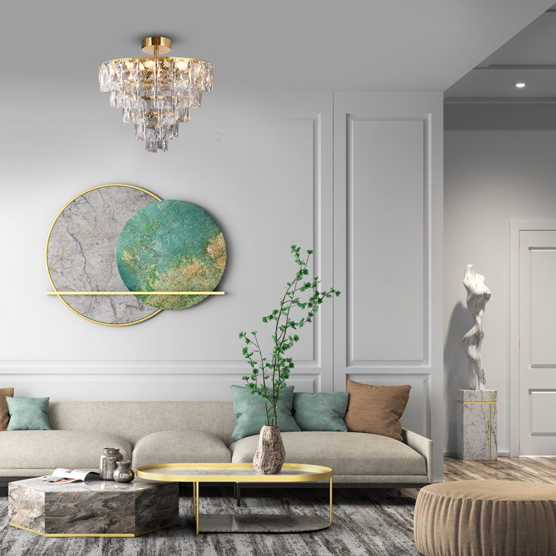 Anyia Semi Flush Mount, Gold