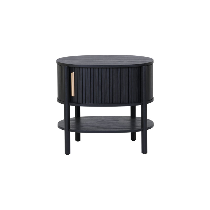 Acelyn Tambour Nightstand/Side Table, Black