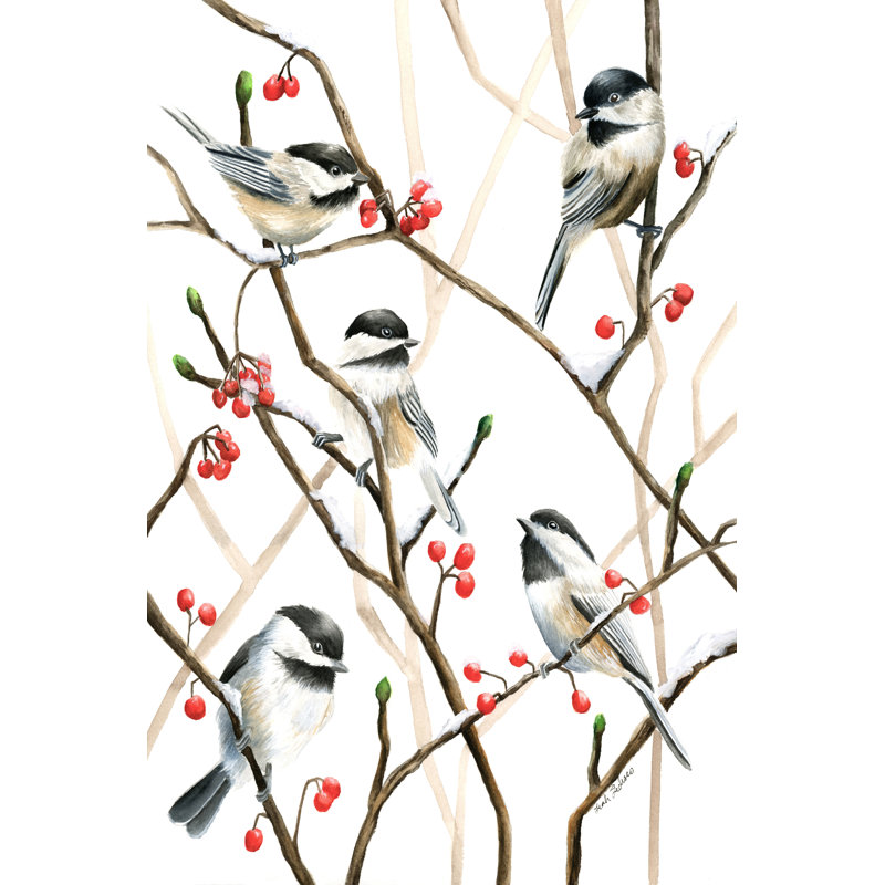 "Chickadees" par Leah Tedesco sur, Papier avec cadre unique doré, Pas de tapis, H 30 po x l 20 po