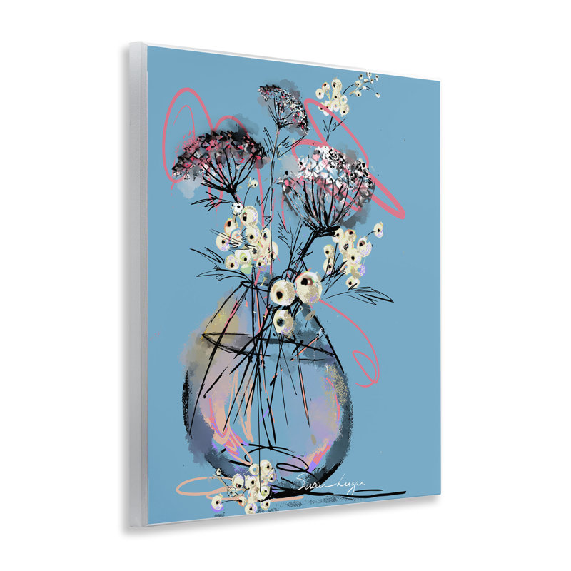 Plaque murale abstraite «Snowberries Vase», design par Susan Lugar