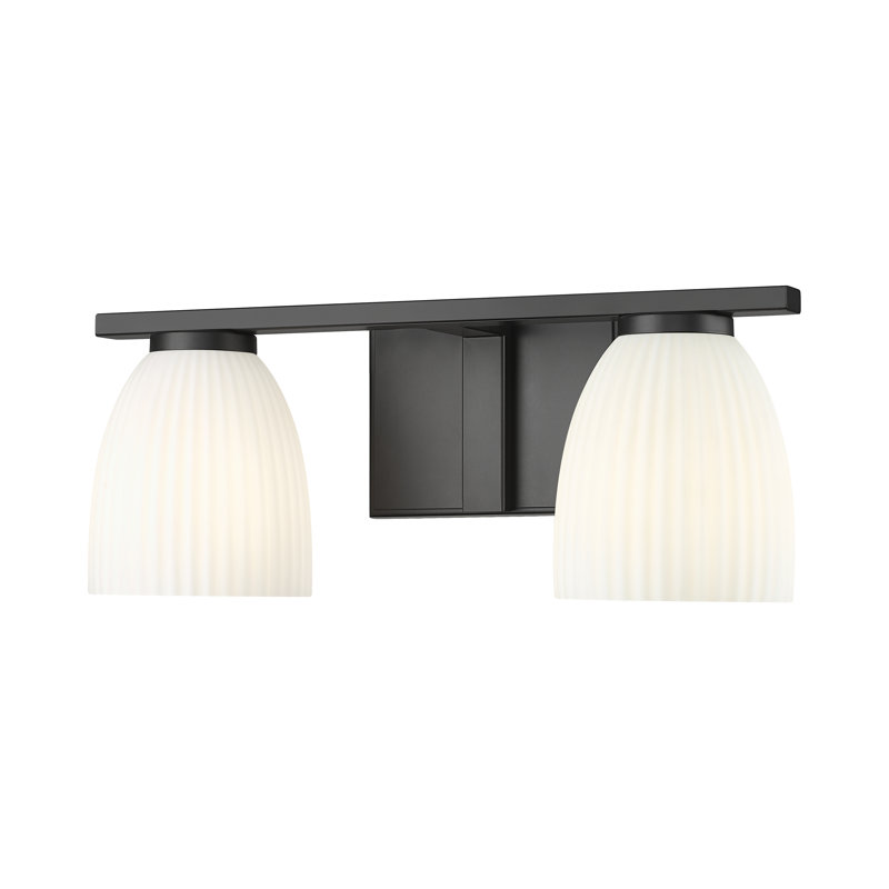 Coiffeuse Mateo, H 6,5 po x l 16 po x P 6,5 po, Noir mat, Deux lumières