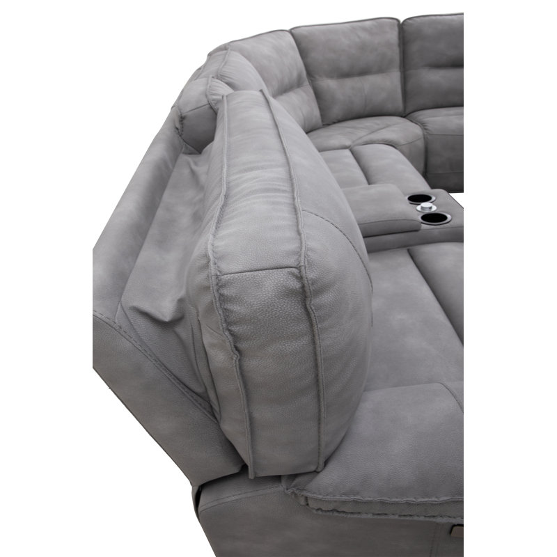 Pulchia 7 Piece Modular Power Zero Gravity Reclining Sectional With Power Adjustable Headrests, Sky