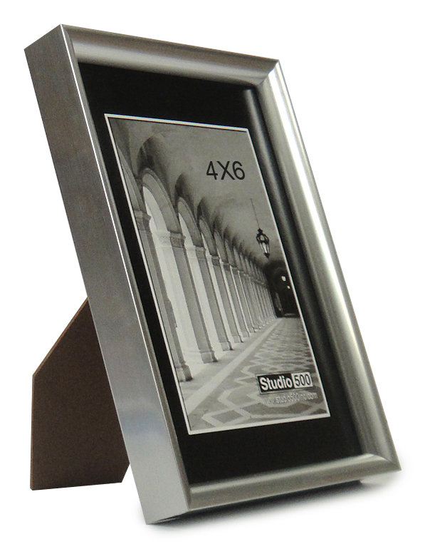 Glam Sleek Collection Beveled Picture Frame, Silver, 4" x 6"