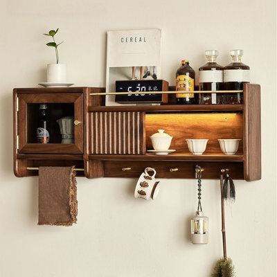 2 tablettes murales en bois massif, présentoir à décor moderne pour chambre à coucher, salle de bain, cuisine, salon
