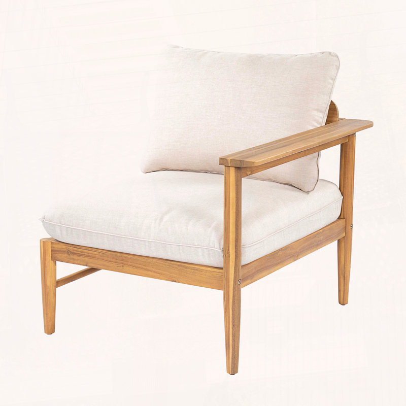 Canapé d'extérieur en bois d'acacia à accoudoir à droite