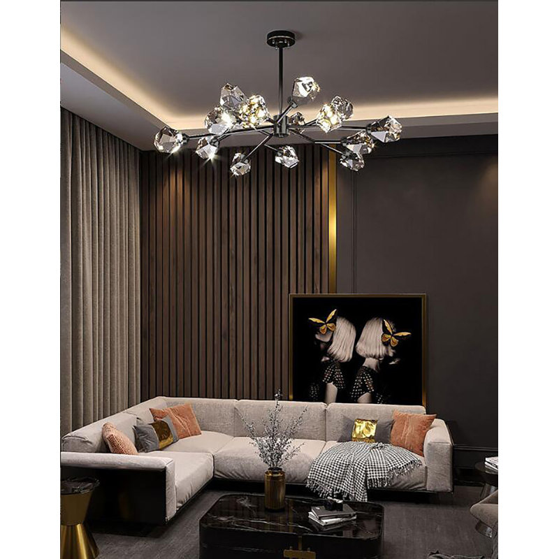 15 - Light Crystal Dimmable LED Sputnik Modern Linear Chandelier