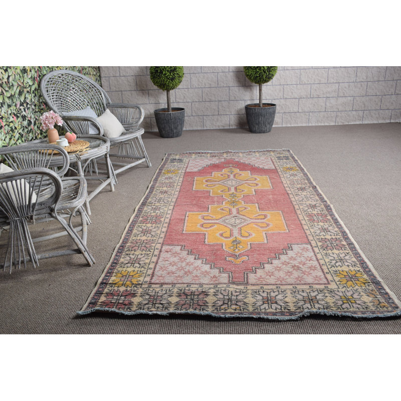 Grand tapis turc anatolien rétro idéal pour la décoration de la maison et la salle à manger - rouge 10281