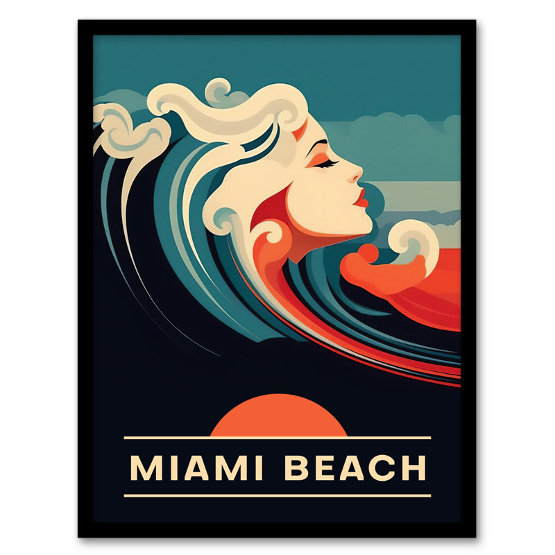 Ely The Seaside Calls Miami Beach Florida USA Sunset Waves Sea Siren - Single Picture Frame Print