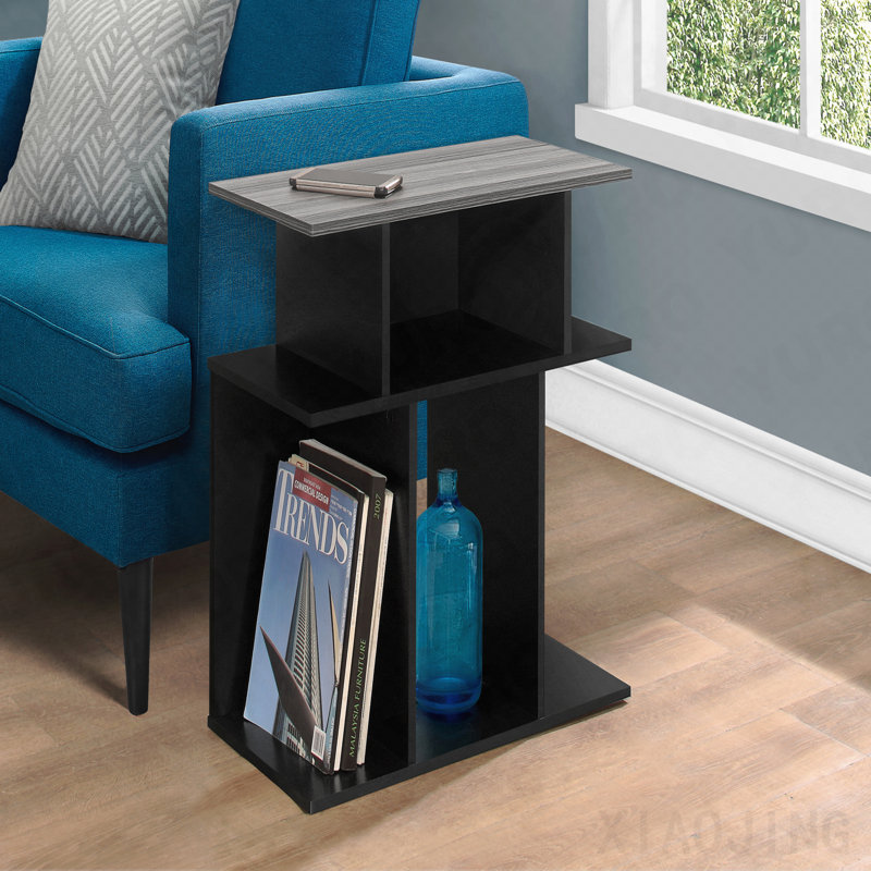 Table de bout moderne en stratifié noir et gris