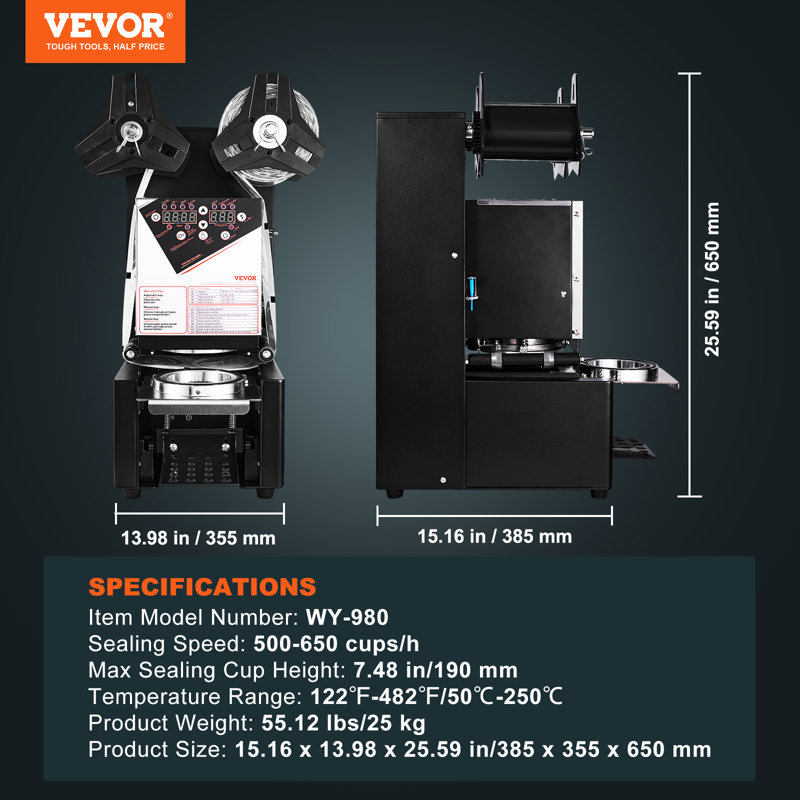 Vevor Chamber Vacuum Sealer, Black