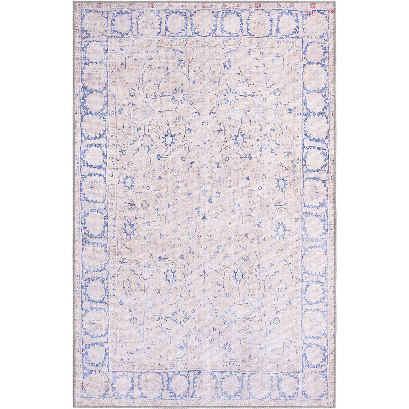 Tapis traditionnel bleu clair Mcclamma, Rectangle 7 pi 6 po x 10 pi 6 po