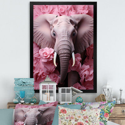 Rose romantique, éléphant I - éléphant, art mural