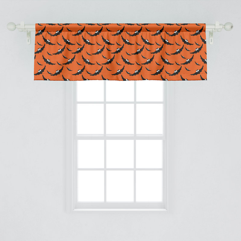Ambesonne Halloween cantonnière lot de 2 chauves-souris volantes répétition 54 po x 18 po orange gris