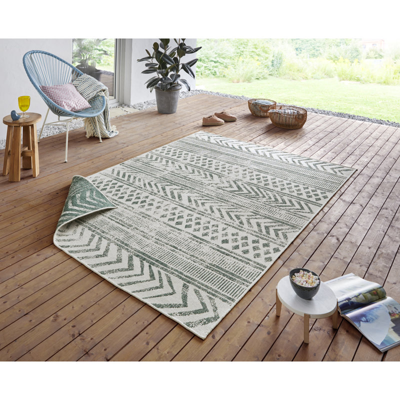 Biri Flatweave Green Rug, Rectangle 120 x 170cm
