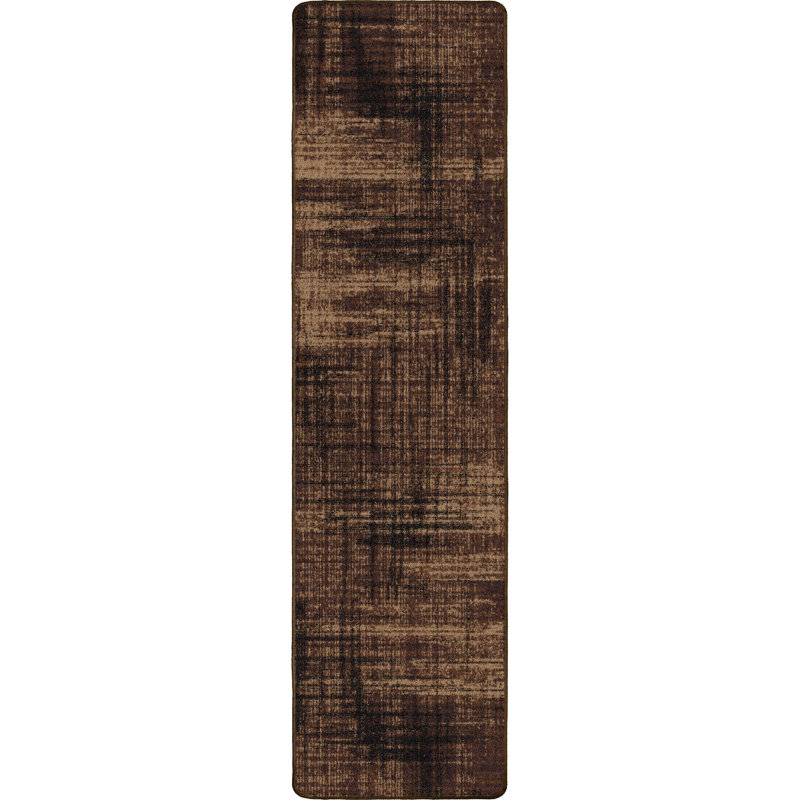 Residency Simply Casual Brown Abstract Area Rug, Runner 2'1" x 7'8"