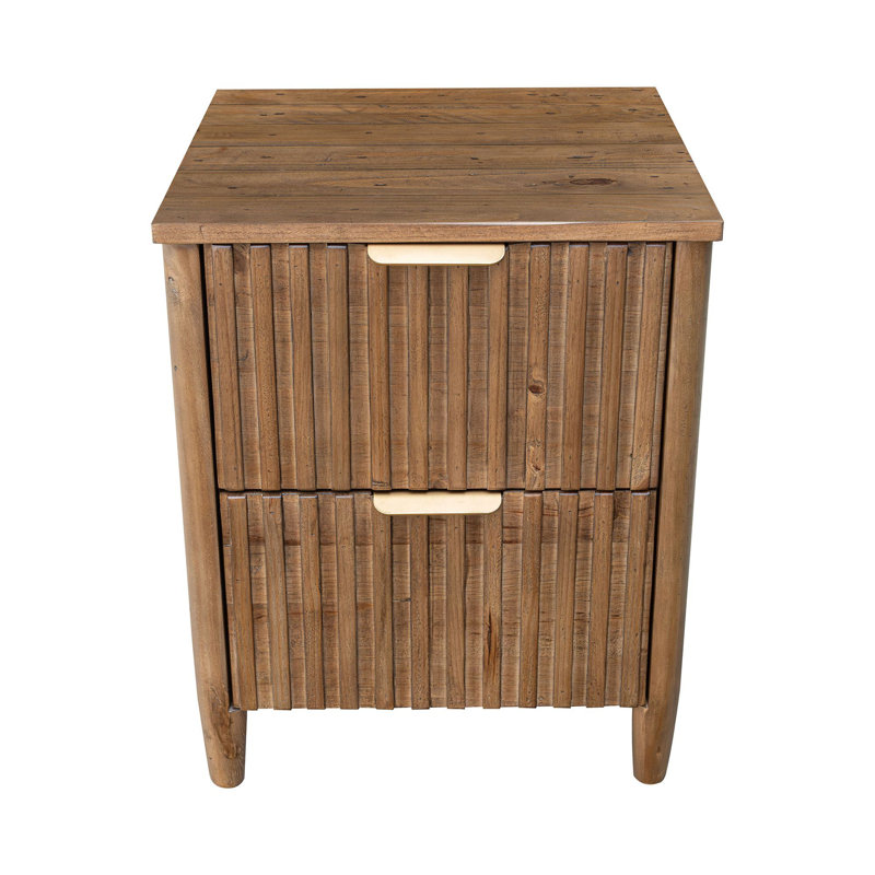 Aerica 2-Drawer Reclaimed Pine Nightstand, Brown