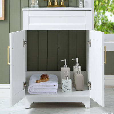 Meuble-lavabo simple autoportant 24 po avec lavabo intégré en céramique Shaker