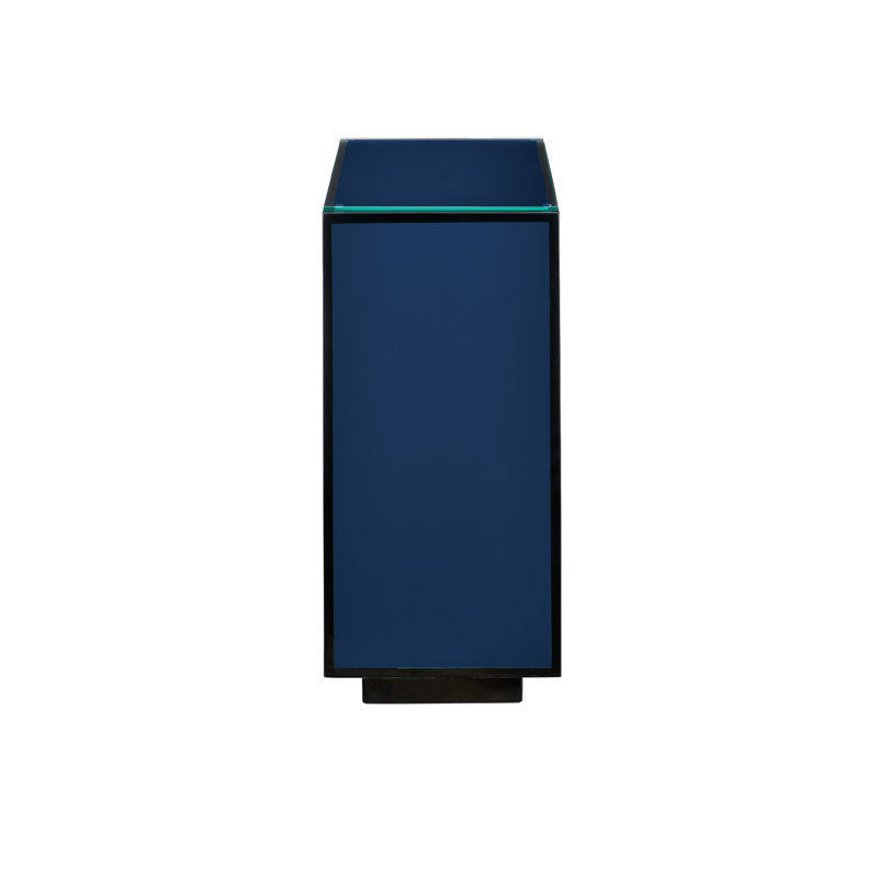 Lacquer Glass Top End Table, Navy/Black