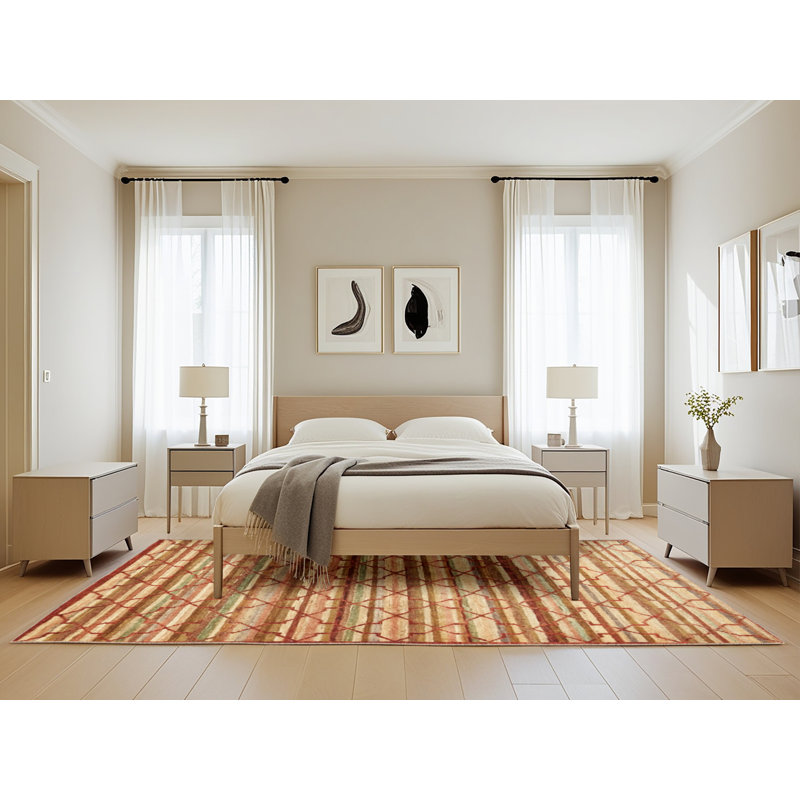Tapis rouge à motif géométrique, Rectangle 5 pi x 8 pi