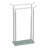 Freestanding Bathroom Towel Rack with Two Chrome Bars and Tempered Glass Shelf for Hanging Bath Towels and Washcloths in Compact Spaces with Sleek Modern Metal Frame for Stylish Organization