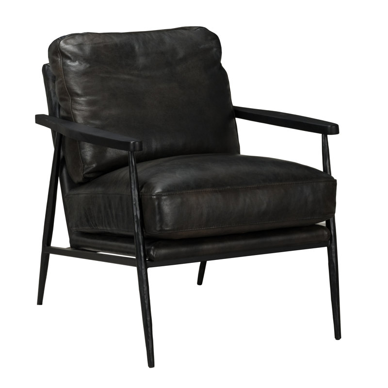 Fauteuil club en cuir Christopher, Noir / Noir