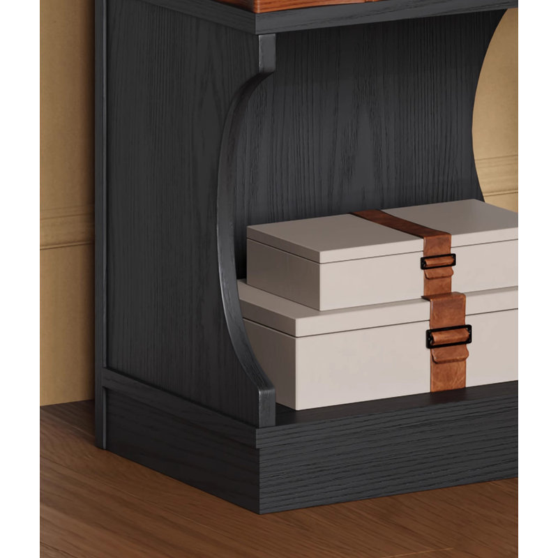 French-Style Retro Retractable Corner White Waxwood Storage Bookcase