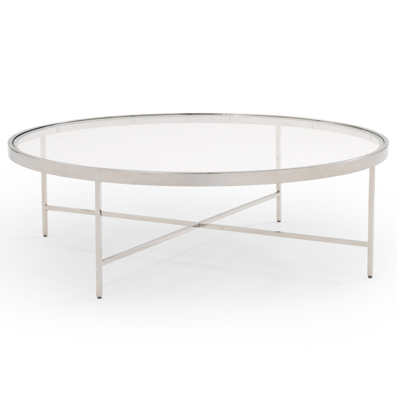 Vienna Large Round Coffee Table - Glass Top, Polished Stainless Steel