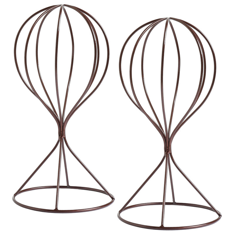 Rashmi 2 Piece Hat and Wig Display Stand Set, Brown
