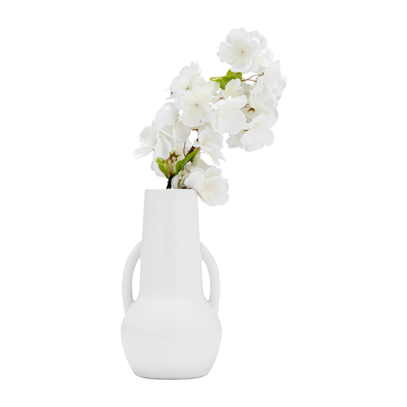 Vase décoratif en céramique avec poignées 8 po - Décoration contemporaine pour bureau, Terre cuite