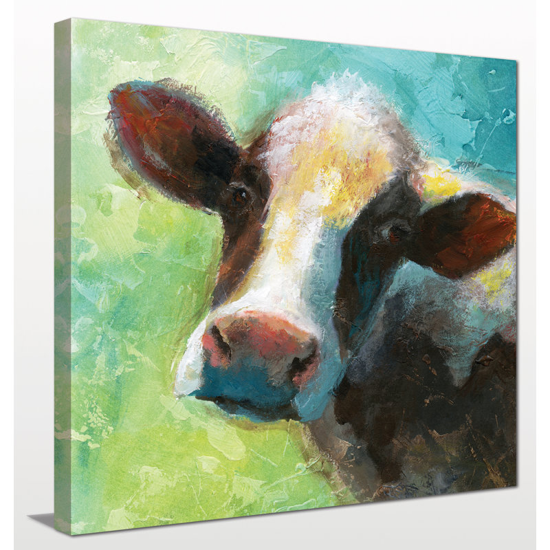 «Colorful Quirky Cow», reproduction sur toile tendue, H 18 po x l 18 po