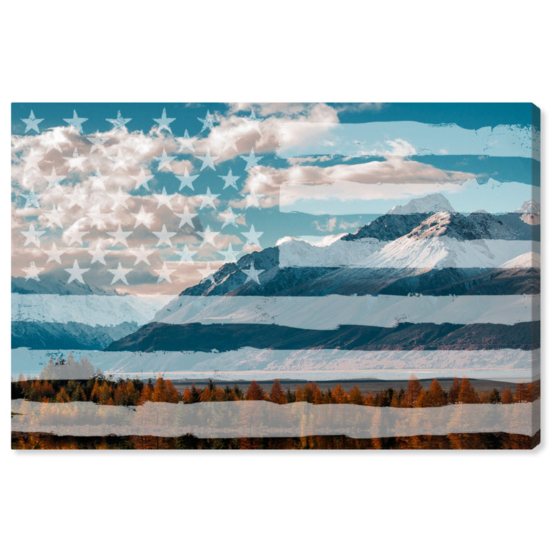 «Rocky Freedom Mountains» par Oliver Gal, impression sur toile, H 36 po x l 54 po x P 1,5 po