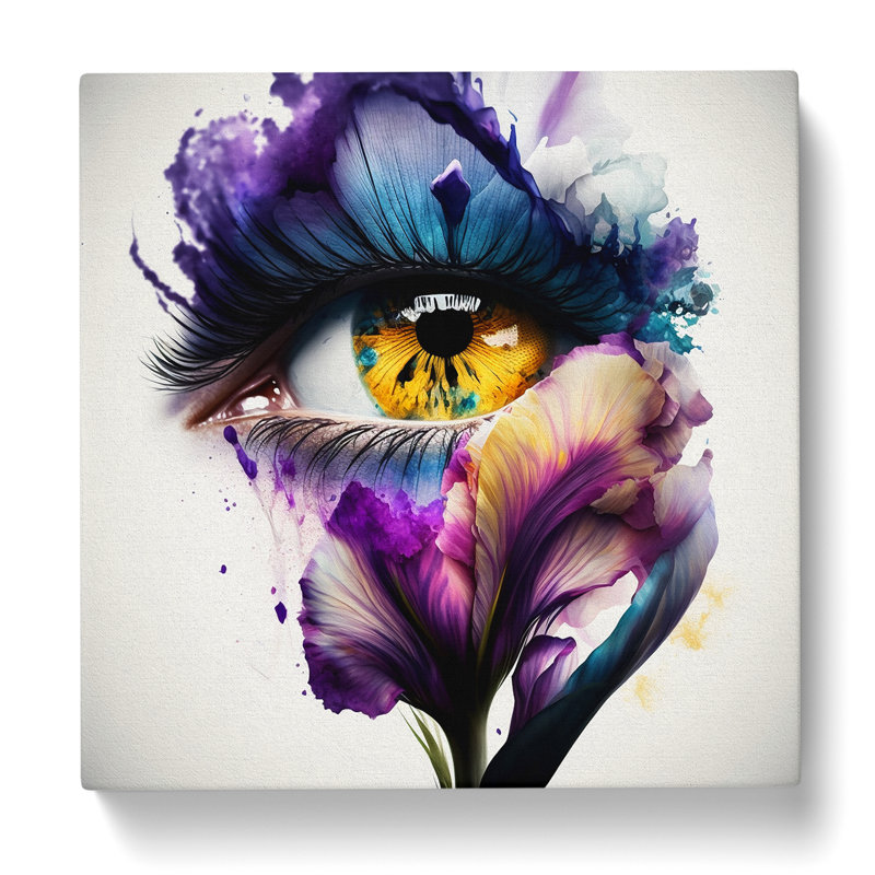 Iris Flower Double Exposure - Wrapped Canvas, 35cm H x 35cm W x 3cm D