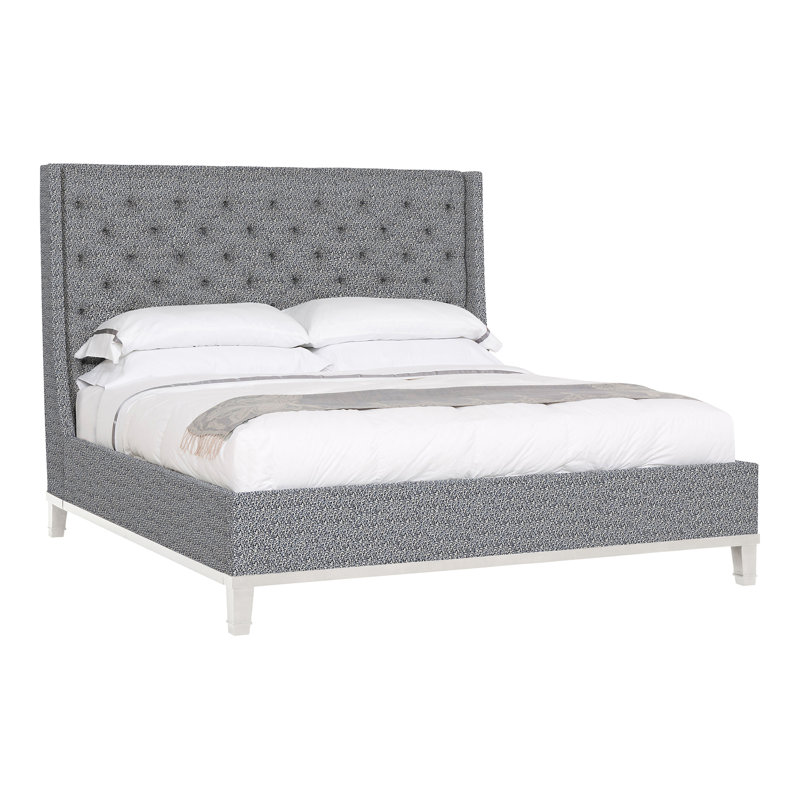 Michael Weiss Upholstered Wingback Bed, Casa Blanca, Tuck Graphite
