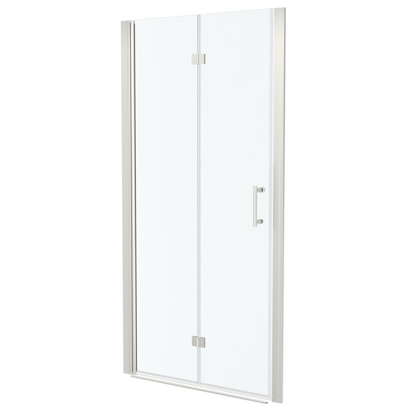 30"w X 72"h Fold Shower Door With Tempered Glass, Brushed Nickel - Space Design, Long-lasting Hinges, Flexible Installation, Water-