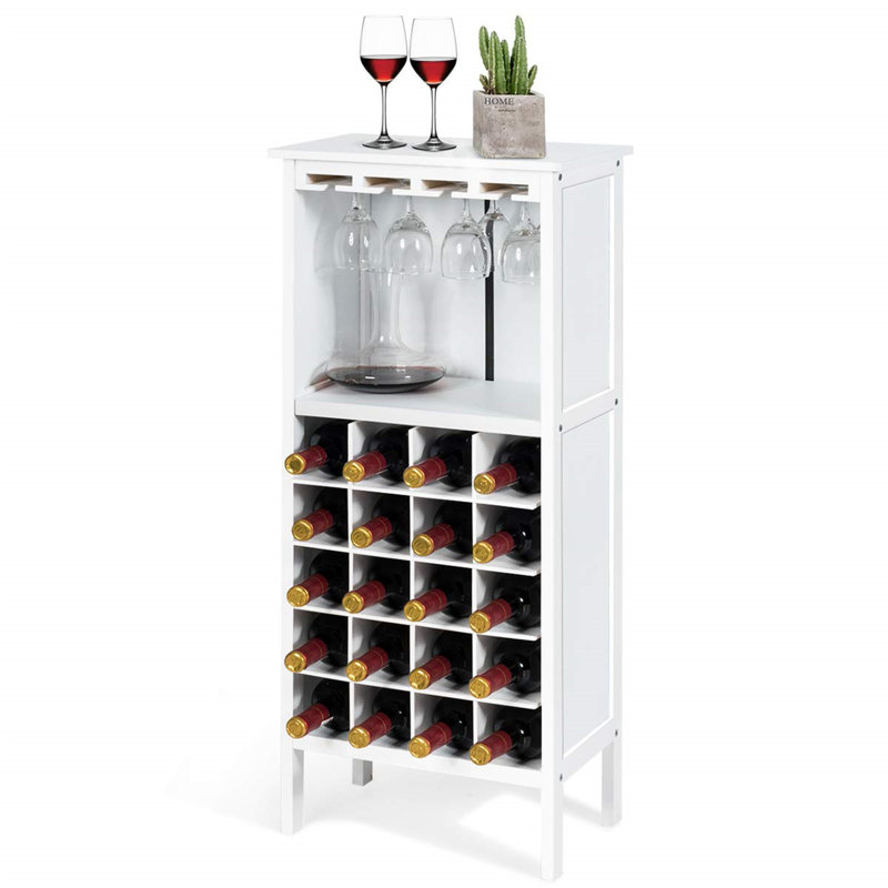 Agurne 20 Bottle Wine Bottle & Glass Rack, White