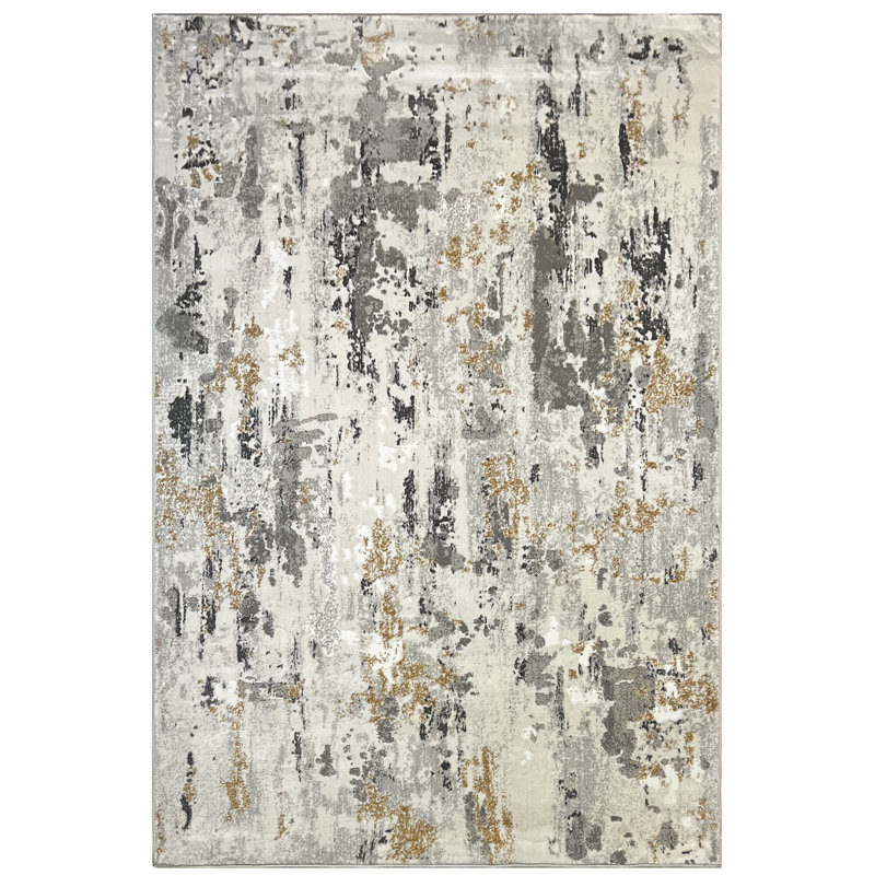 Tapis moderne gris 5X7, Rectangle 5 pi 4 po x 7 po