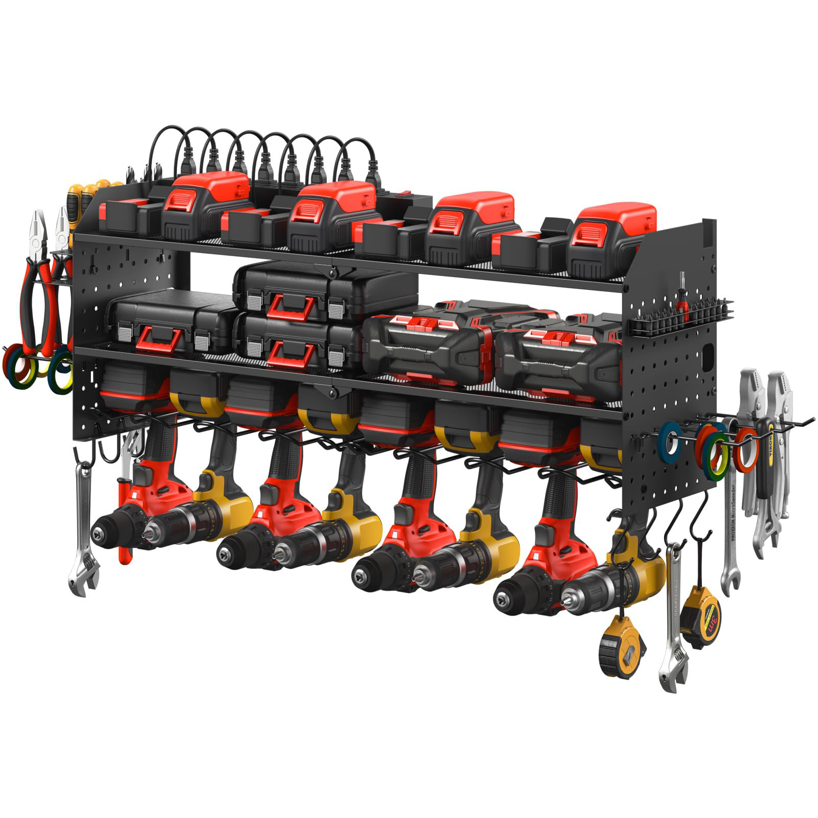 Lot de 2 organiseurs muraux pour outils électriques, 3 niveaux de